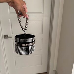 Black and Silver Beaded Handbag